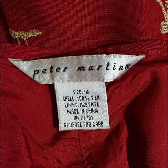 FIX Peter Martin Red Silk Pants Gold Embroidered  Tropical size 14 Fully Lined - Picture 11 of 12